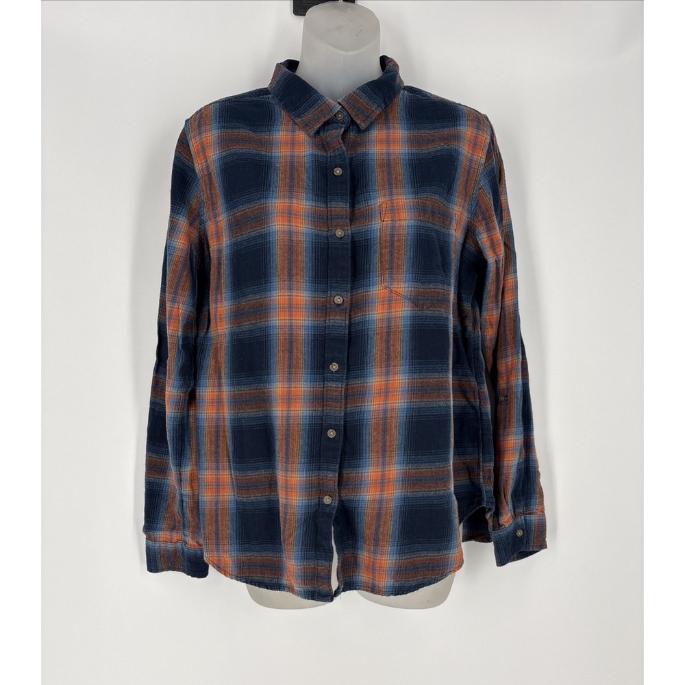 Prana Shirt‎ Women's S Blue Plaid Long SleevedButton Up Hiking Outdoors Top